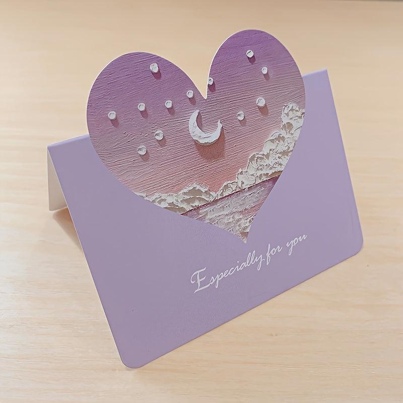 10pcs Love Heart Moon 3D Painting Flowers Holiday Teacher's Card Chinese Card