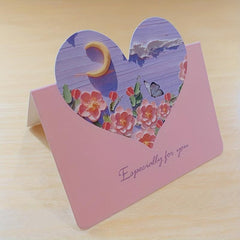 10pcs Love Heart Moon 3D Painting Flowers Holiday Teacher's Card Chinese Card