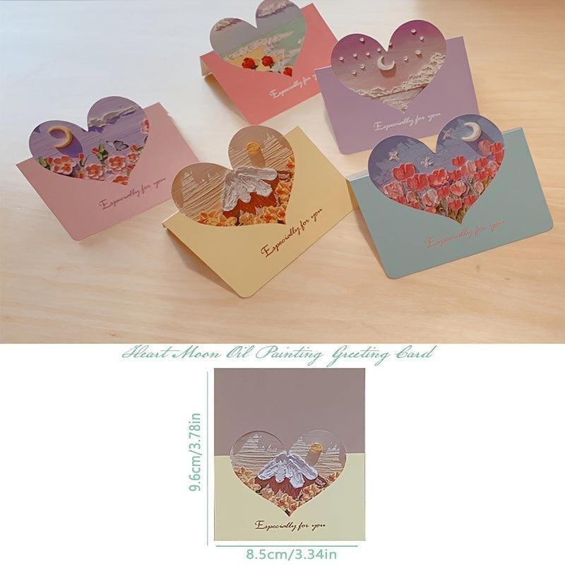 10pcs Love Heart Moon 3D Painting Flowers Holiday Teacher's Card Chinese Card