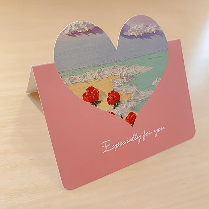 10pcs Love Heart Moon 3D Painting Flowers Holiday Teacher's Card Chinese Card