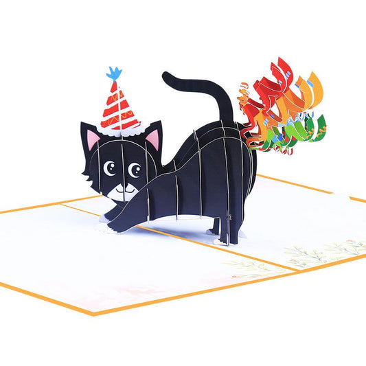 Funny 3D Pop up Rainbow Kitten Birthday Wishes Card