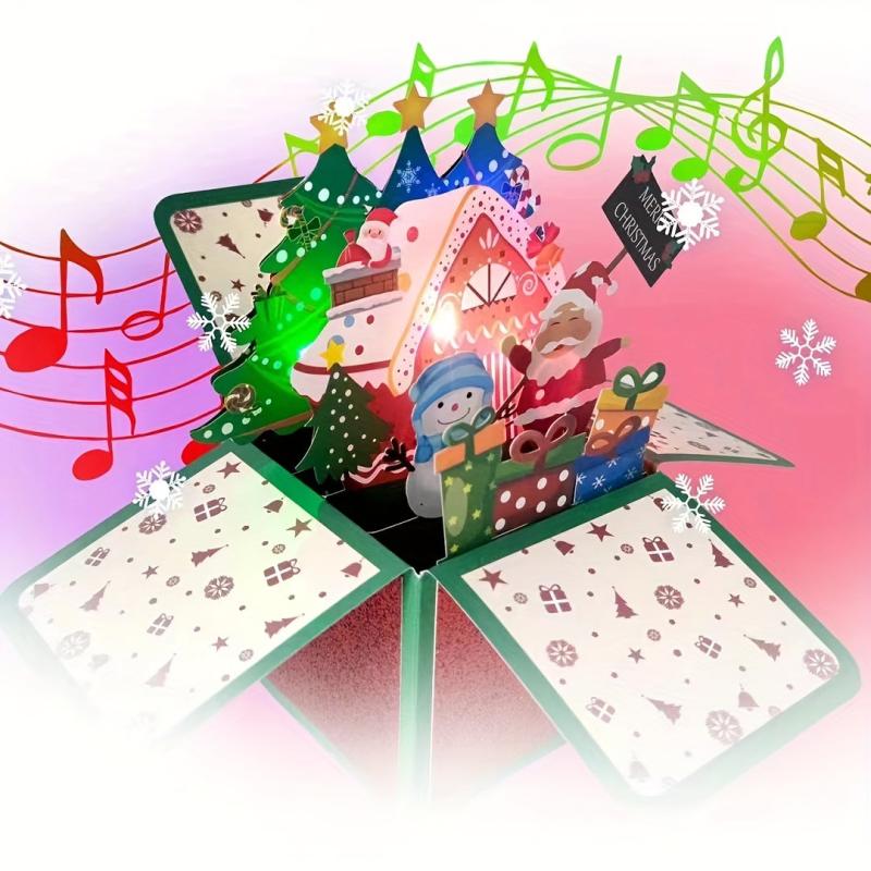 Christmas Happy Music & Lights Santa Tree Snowflakes Night Blessings