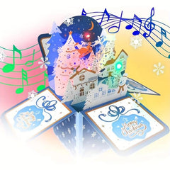 Christmas Happy Music & Lights Santa Tree Snowflakes Night Blessings