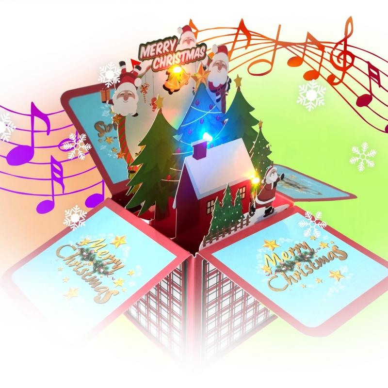 Christmas Happy Music & Lights Santa Tree Snowflakes Night Blessings