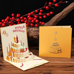 3D Birthday Cake Blessing Message Card