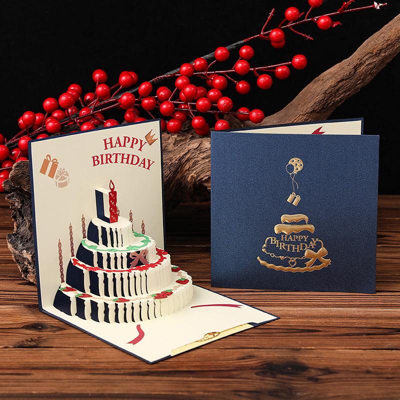 3D Birthday Cake Blessing Message Card