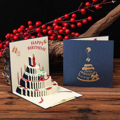 3D Birthday Cake Blessing Message Card