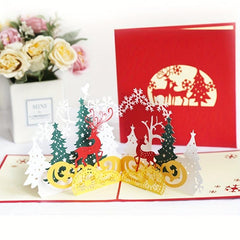 1pc Merry Christmas Pop Up Card 3D Greeting Card Winter Holiday Card