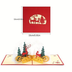 1pc Merry Christmas Pop Up Card 3D Greeting Card Winter Holiday Card