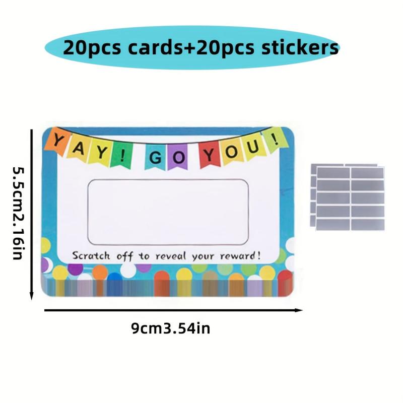 20 Cards 20 Stickers Scratch Card DIY Reward System for Students