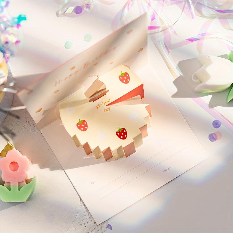 6Packs 3d Birthday Cake Thank You Small Card Set
