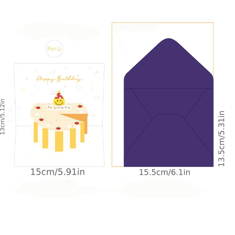 6Packs 3d Birthday Cake Thank You Small Card Set