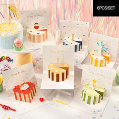 6Packs 3d Birthday Cake Thank You Small Card Set