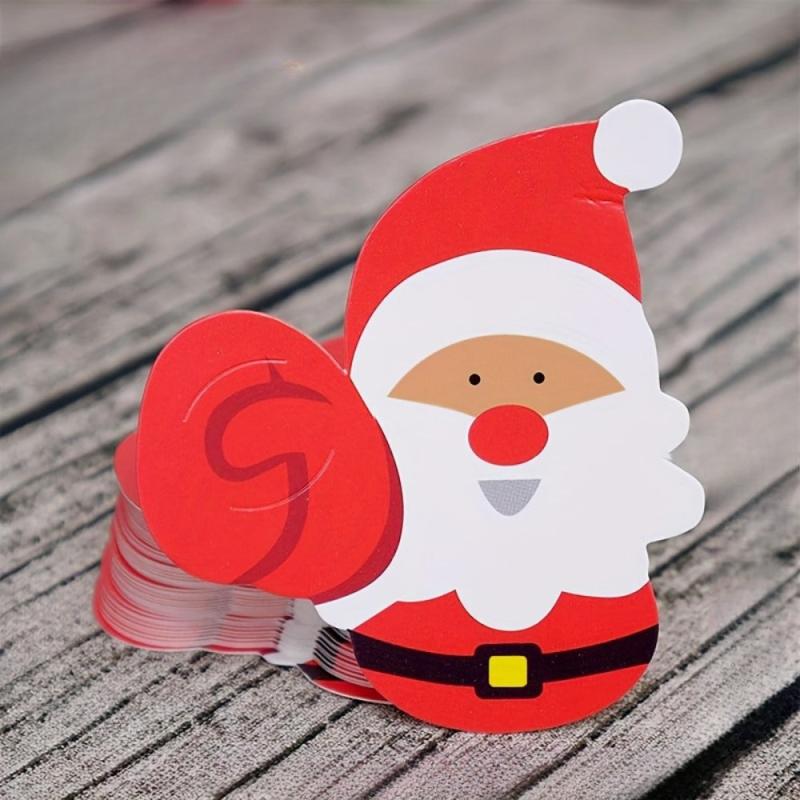 50pcs Christmas Lollipop Cards Santa Snowman Theme DIY Decorative Cardstock