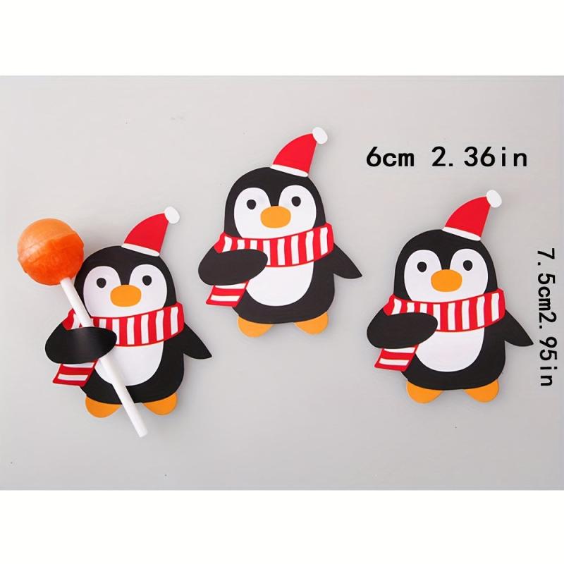 50pcs Christmas Lollipop Cards Santa Snowman Theme DIY Decorative Cardstock
