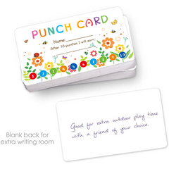 50pcs Punch Cards - Student Incentive & Loyalty Cards - Flower Design