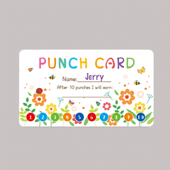 50pcs Punch Cards - Student Incentive & Loyalty Cards - Flower Design