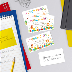 50pcs Punch Cards - Student Incentive & Loyalty Cards - Flower Design