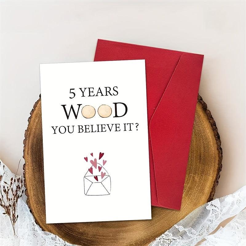 5th Anniversary Funny Wood Card Set - Wife Husband Girlfriend Boyfriend