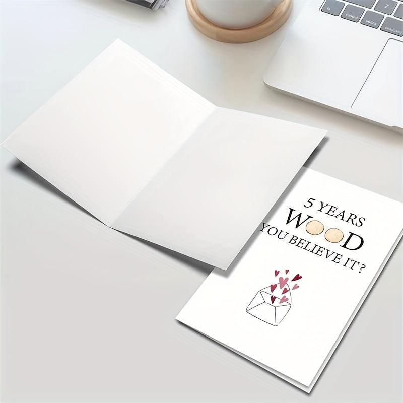 5th Anniversary Funny Wood Card Set - Wife Husband Girlfriend Boyfriend