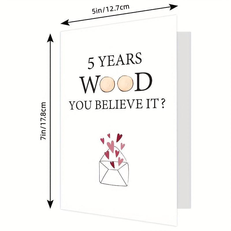 5th Anniversary Funny Wood Card Set - Wife Husband Girlfriend Boyfriend