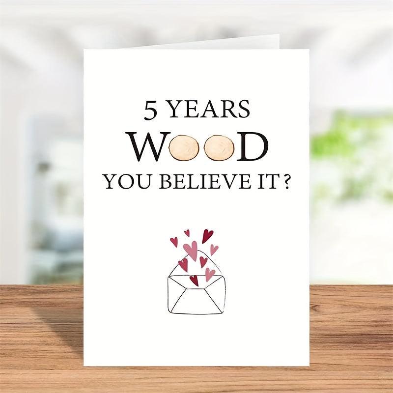 5th Anniversary Funny Wood Card Set - Wife Husband Girlfriend Boyfriend