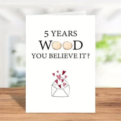 5th Anniversary Funny Wood Card Set - Wife Husband Girlfriend Boyfriend