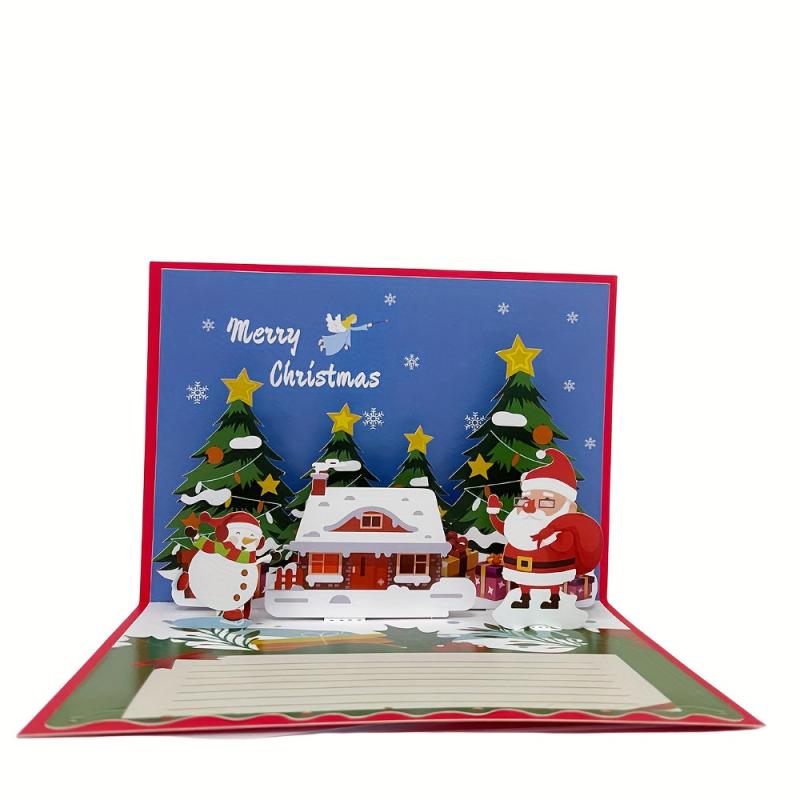 1pc Merry Christmas Pop Up Card Happy Year 3D Greeting Card