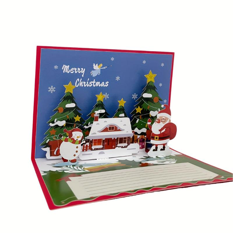 1pc Merry Christmas Pop Up Card Happy Year 3D Greeting Card