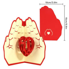 3D Love Hand Heart Paper Carving Greeting Card for Birthdays and Thank You