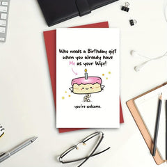 Funny Husband Birthday Card - Humorous Card for Him