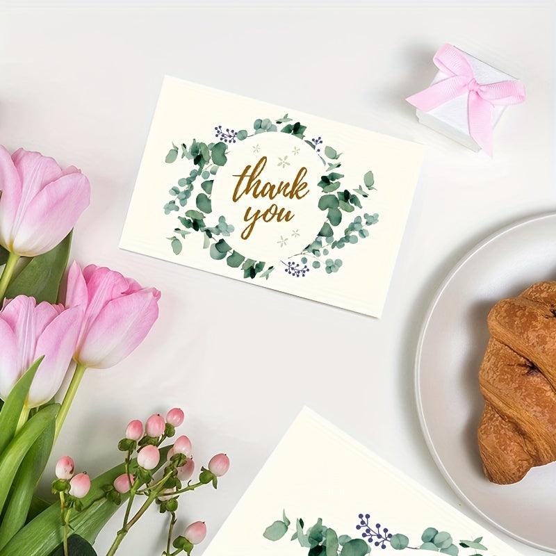 50pcs Thank You Card Flower Wedding Greeting Card for Family Friends