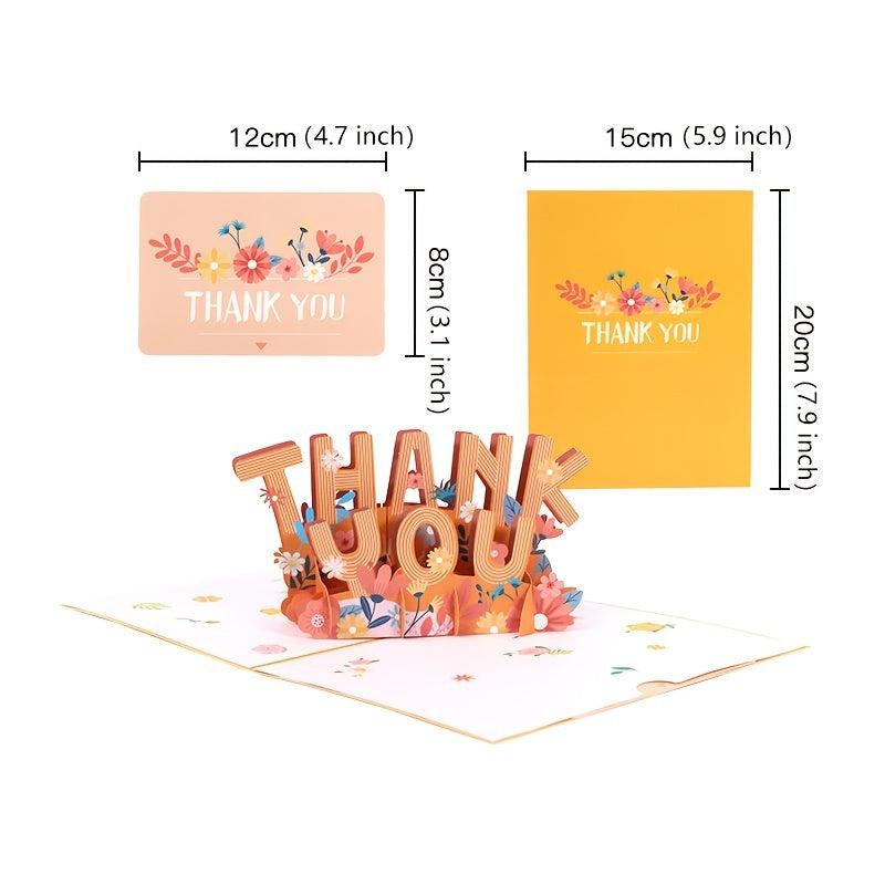 3D Pop Up Thank You Card for Mom Dad Teachers Love 15.5 x 9.7