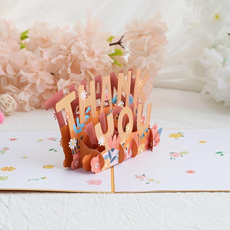 3D Pop Up Thank You Card for Mom Dad Teachers Love 15.5 x 9.7