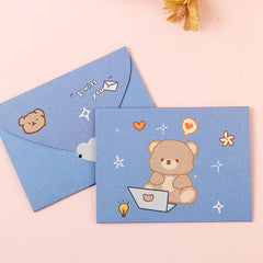 10pcs Cartoon Greeting Card DIY Holiday Bouquet Card Birthday Postcard