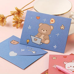 10pcs Cartoon Greeting Card DIY Holiday Bouquet Card Birthday Postcard