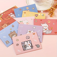 10pcs Cartoon Greeting Card DIY Holiday Bouquet Card Birthday Postcard