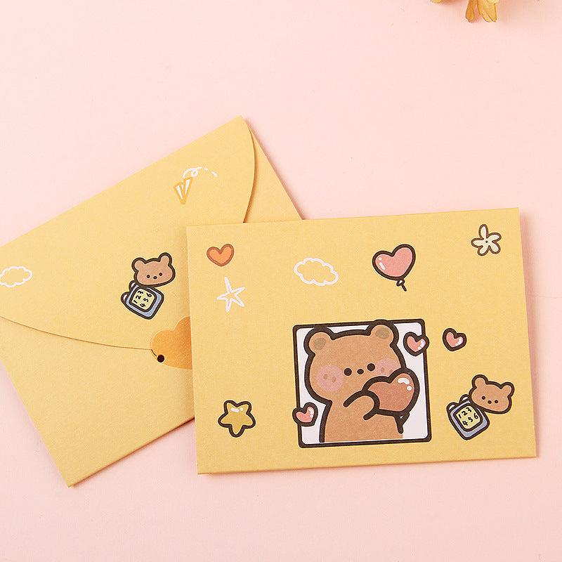 10pcs Cartoon Greeting Card DIY Holiday Bouquet Card Birthday Postcard