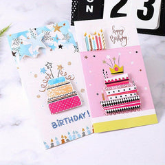 2pcs Glitter 3D Pop Up Birthday Wishes Card With Envelope