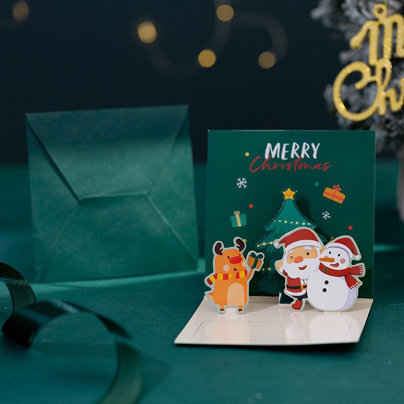3D Folding Merry Christmas Cards Snowman Santa Xmas Decoration