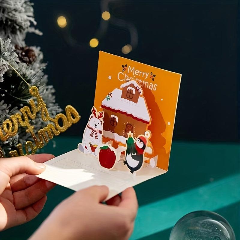 3D Folding Merry Christmas Cards Snowman Santa Xmas Decoration