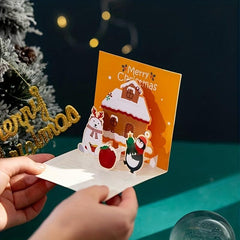 3D Folding Merry Christmas Cards Snowman Santa Xmas Decoration