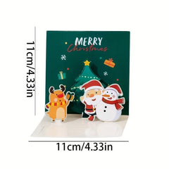 3D Folding Merry Christmas Cards Snowman Santa Xmas Decoration
