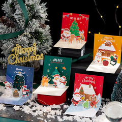 3D Folding Merry Christmas Cards Snowman Santa Xmas Decoration