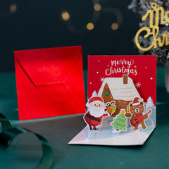3D Folding Merry Christmas Cards Snowman Santa Xmas Decoration