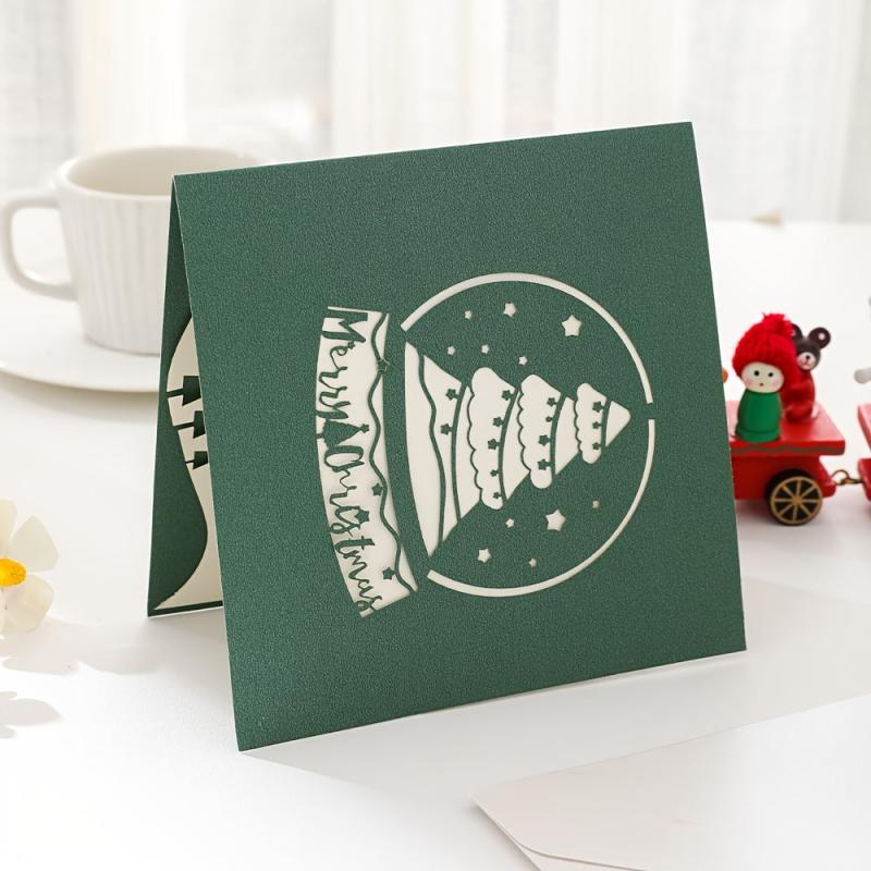3D Christmas Pop Up Card Merry Christmas Greeting Card Holiday Blessing Card