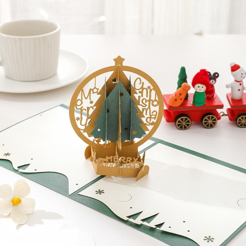 3D Christmas Pop Up Card Merry Christmas Greeting Card Holiday Blessing Card