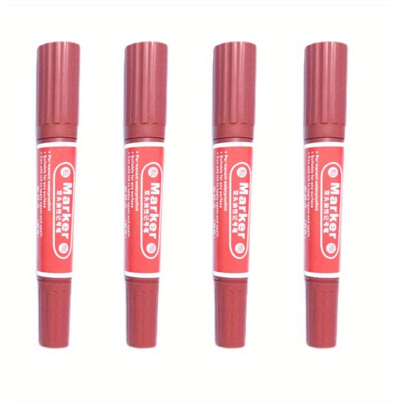 4pcs Waterproof Oily Red Double Headed Big Head Marker Pens