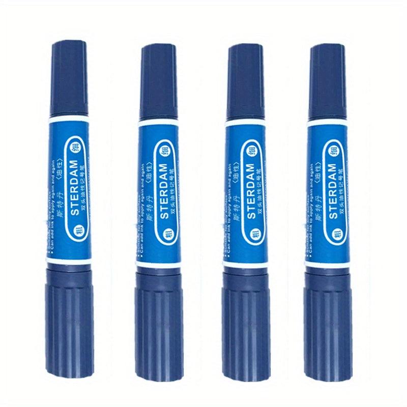4pcs Waterproof Oily Red Double Headed Big Head Marker Pens