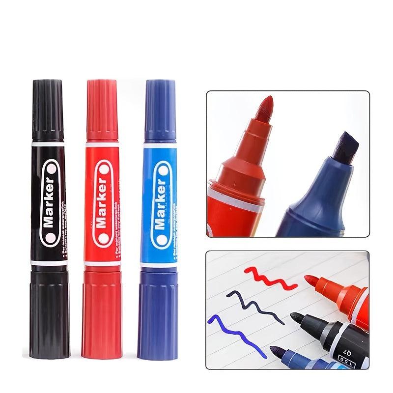 4pcs Waterproof Oily Red Double Headed Big Head Marker Pens
